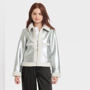 NWT Target sold out. Ladies Silver Jacket with Cream Sherling. Lowest price.